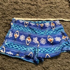Disney Blue Olaf Snowflake Women's fuzzy  soft Shorts